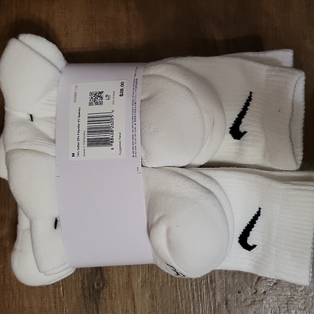 NWT: NIKE Everyday Plus DRI-FIT Cotton Cushioned Crew Socks 6 Pack - Picture 3 of 7
